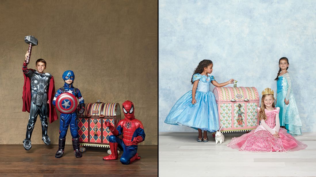 Are those pre-made Halloween costumes from Walmart just not cutting it? For <strong>$5,000</strong> each, you can have a set of ultimate princess and superhero costumes for kids. Each personalized MacKenzie-Childs trunk features the child's hand-painted initials and holds a selection of costumes, from Captain America and Thor suits to Cinderella and Elsa gowns.
