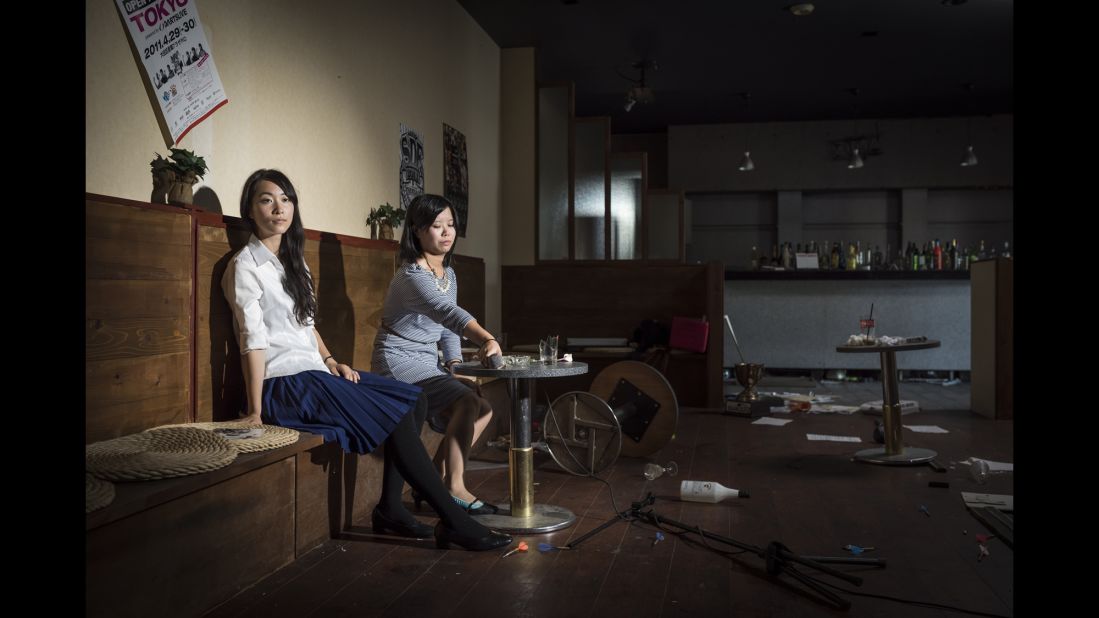 Mikaze Risa Sato and Kumakura are staged in a karaoke bar in Namie. Natives of Koriyama, they had not visited the region since it was abandoned during the nuclear disaster.