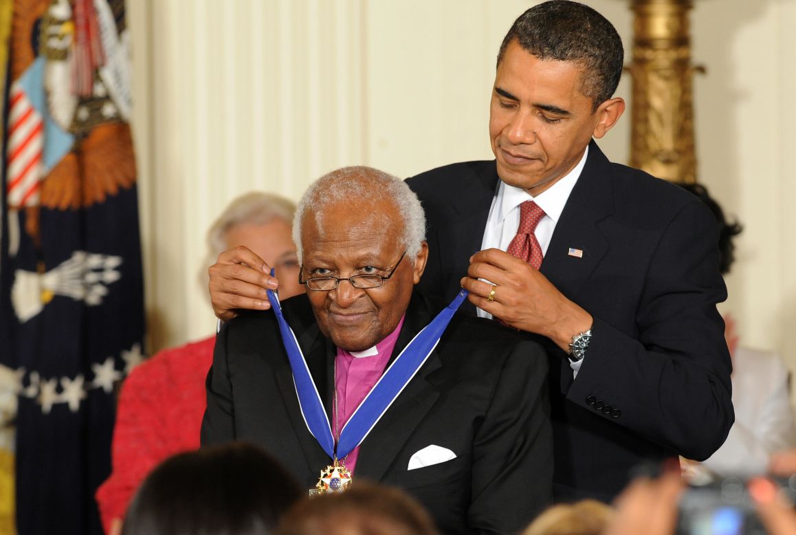 In 2009, Tutu is awarded the Presidential Medal of Freedom by U.S. President Barack Obama.