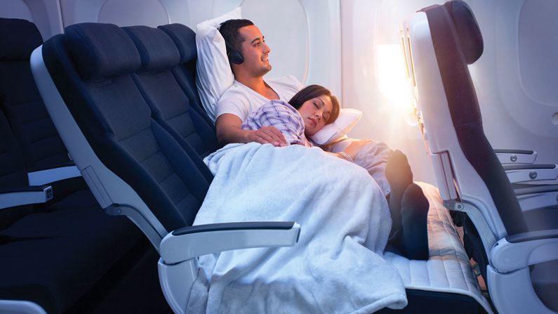 Air New Zealand was voted Airline of the Year for the third year in a row. It scored points for innovations like the Economy Skycouch (pictured): a row of three economy seats with footrests that lift to create a flexible space. 