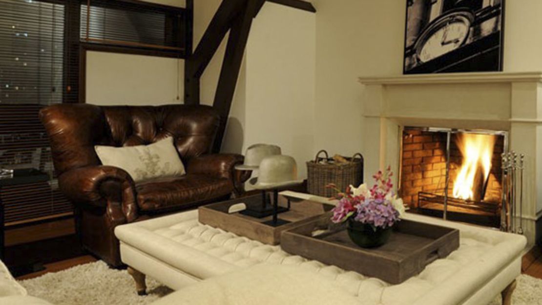 A fireplace makes for a cozy companion on a chilly Bogota evening.