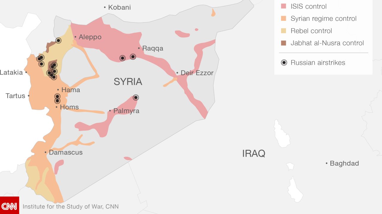Russian airstrikes in Syria from September 30 to October 5.