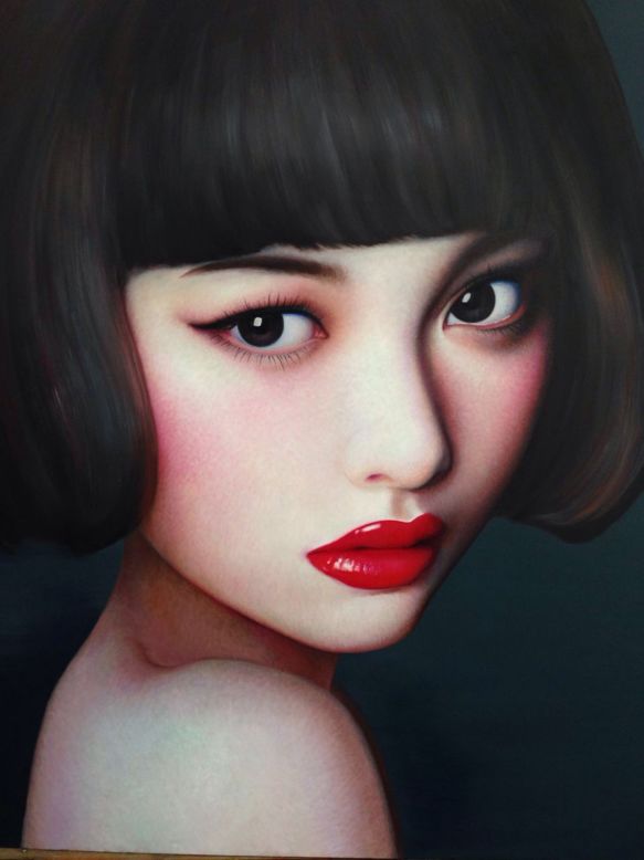 There are four pieces by Zhang Xiangming available at the Asia Contemporary Art Show. All of them are part of his "Beijing Girl" series.
