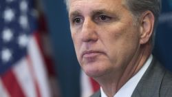 US House Majority Leader, Representative Kevin McCarthy,R-CA, speaks following the weekly House Republican Conference meeting at the US Capitol in Washington, DC, October 7, 2015.
