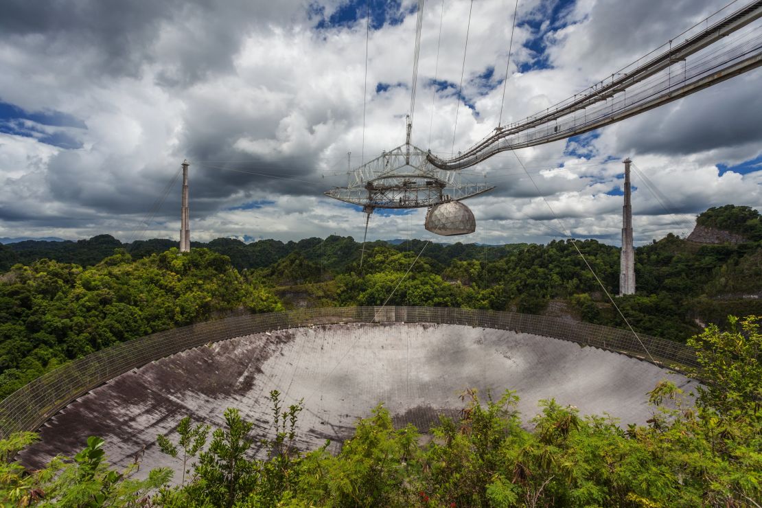 The current largest single-dish radio telescope, the Arecibo Observatory, Arecibo, Puerto Rico. 