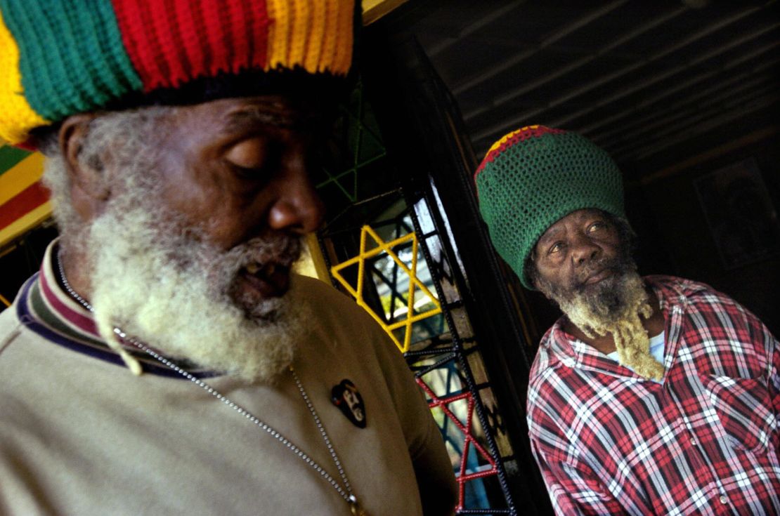  Papa Rocky, head of the Nyabingi Rastafarian Community, Patriarch of the Nyabingi Tabernacle, and Rupert Edwards in Shashamene, 2005.
