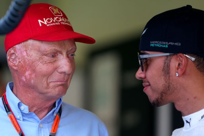 That's my boy! Austrian racing hero Niki Lauda is delighted with Lewis Hamilton's driving this season. The Briton is now within sight of equaling Lauda's three world titles. Lauda persuaded Hamilton to quit McLaren for Mercedes in 2013.