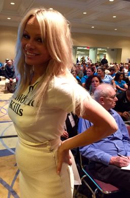 Actress Pamela Anderson was attending with PETA. 