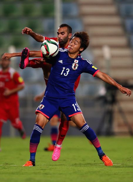 Syria's unbeaten run in qualifying for the 2018 World Cup was ended by Japan in Seeb, Oman. After, failing to break the deadlock in the first-half, Japan scored three times in 15 second-hlaf minutes to move above Syria and to the top of Group E.<br /> 