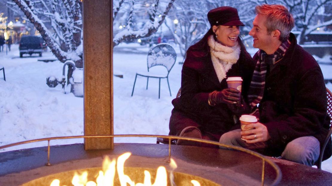 Beats the bus stop. Is there a cozier city park in the world than Aspen's outdoor fire pit?
