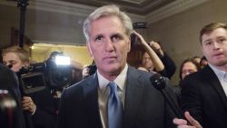 House Majority Leader Kevin McCarthy, R-California, walks out of the speaker nominee election after dropping out of the race on Capitol Hill in Washington, DC, October 8, 2015. 