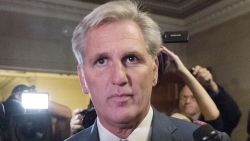 House Majority Leader Kevin McCarthy, R-California, walks out of the speaker nominee election after dropping out of the race on Capitol Hill in Washington, DC, October 8, 2015.