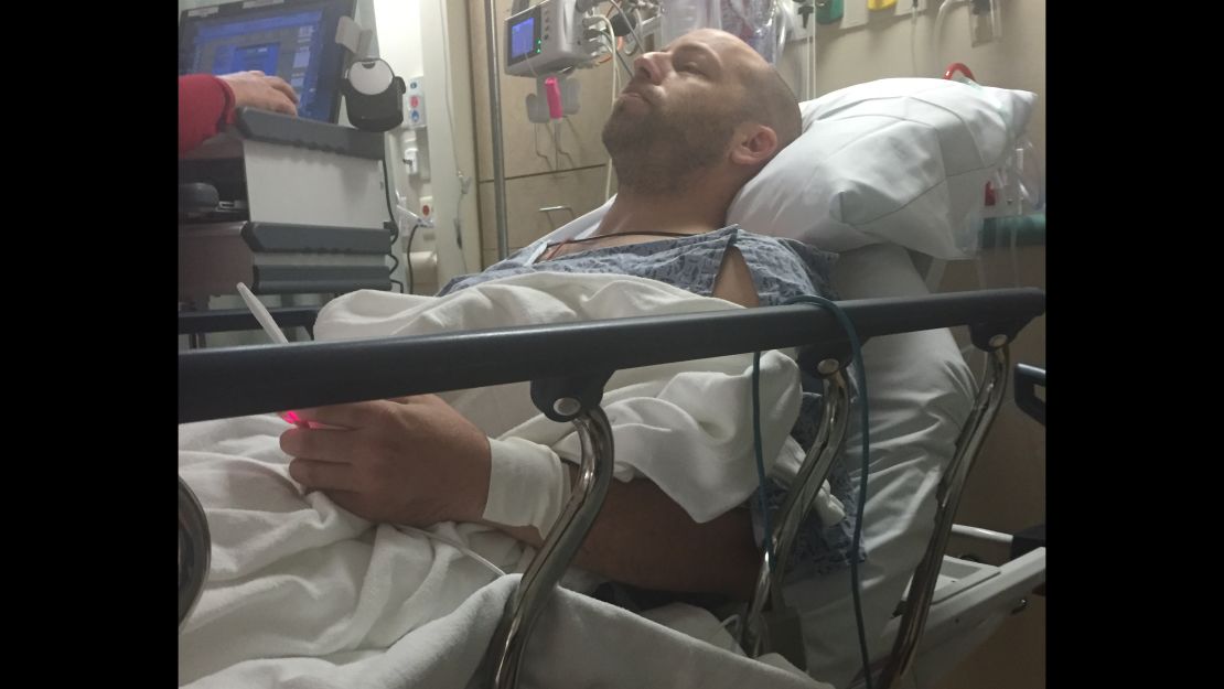 Finney at St. Elizabeth's Hospital after his surgery to remove the tumor.