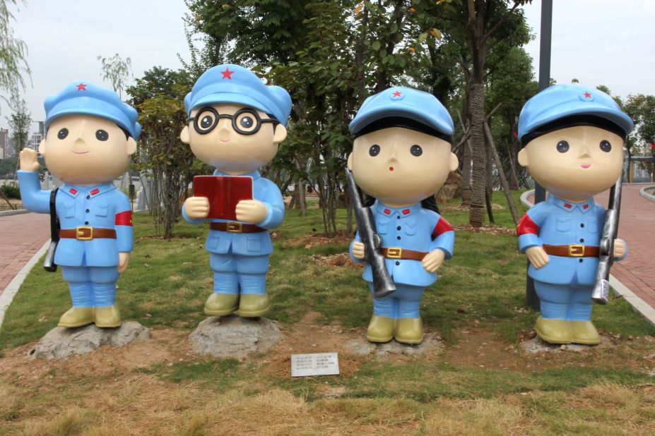 The Red Army looks far cuter in cartoon form. Wuhan's new Communist Party theme park is filled with statues and and exhibits commemorating important figures from the party's history. 
