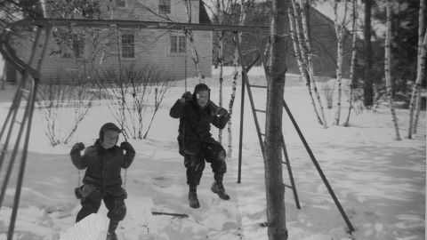 Sandy Halperin's older brothers, Joe and Mark, playing in the snow.