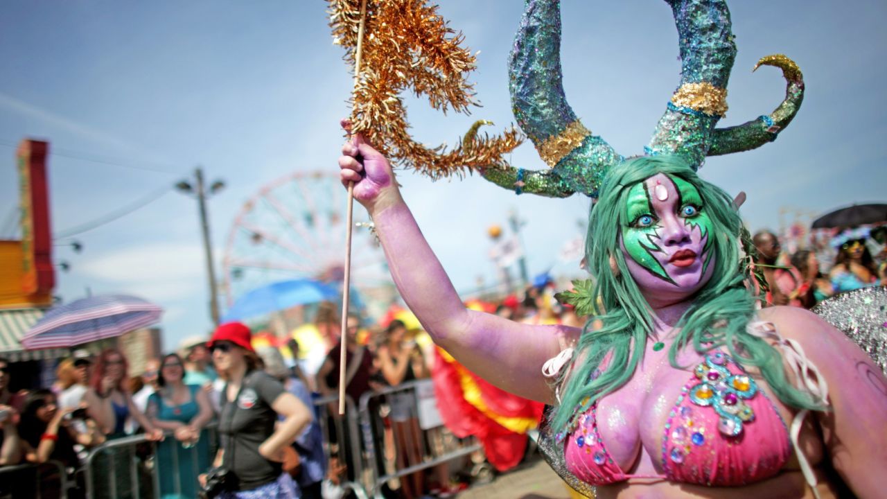Mermaids have also inspired celebrations. Since 1983, Coney Island has held its annual mermaid parade, an event the  organizers call "a celebration of ancient mythology and honky-tonk rituals of the seaside." 