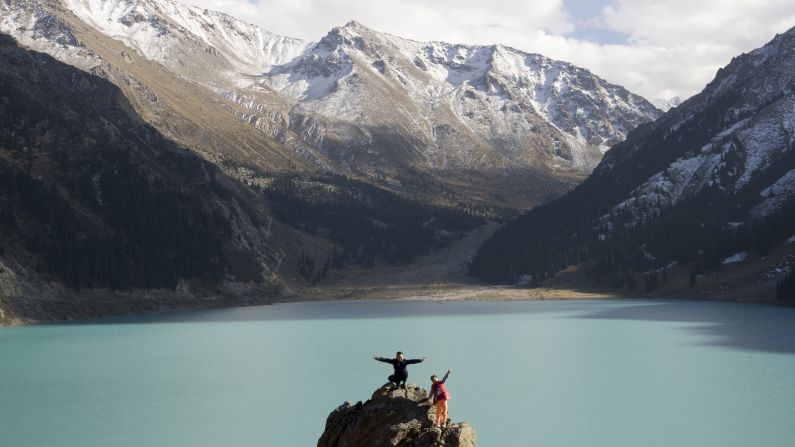 Kazakhstan's Big Almaty Lake is the main attraction at Alatau-Eliy National Park. The alpine lake sits in the Tien Shan Mountains at an altitude of over 2,500 meters.
