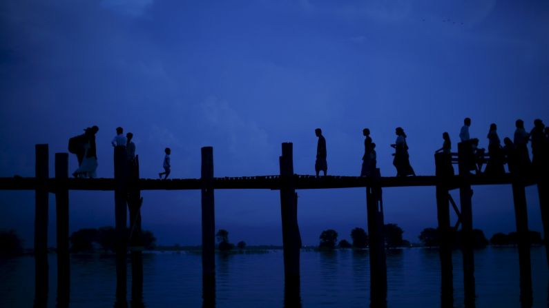 Myanmar's U Bein Bridge crosses Taungthaman Lake and is believed to be the oldest and longest teakwood bridge in the world, having been completed in 1851.