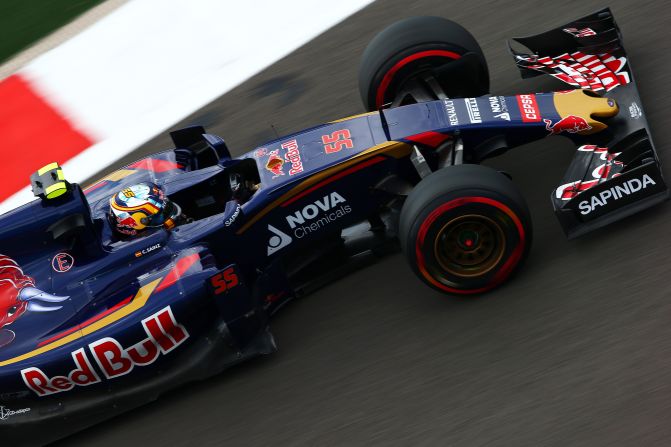 The 21-year-old Sainz drives during final practice and before his crash at Sochi.