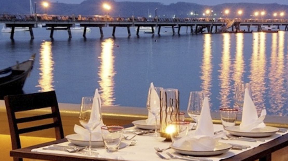 In the evening the nearby pier lights up, making Kan Eang a relaxing place for al fresco dining.