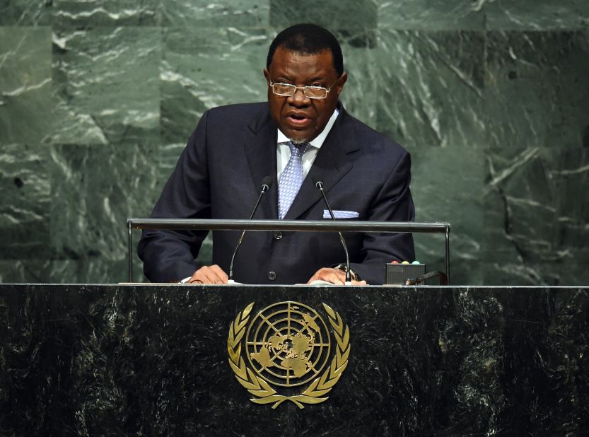 Hage Geingob, 77, is the third president of Namibia.  After serving as Prime Minister of the country for 12 years he became President in March 2015. 