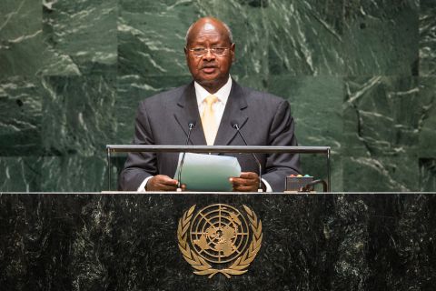 Yoweri Museveni, President of Uganda, has been in power since 1986. He is 74 years old. 