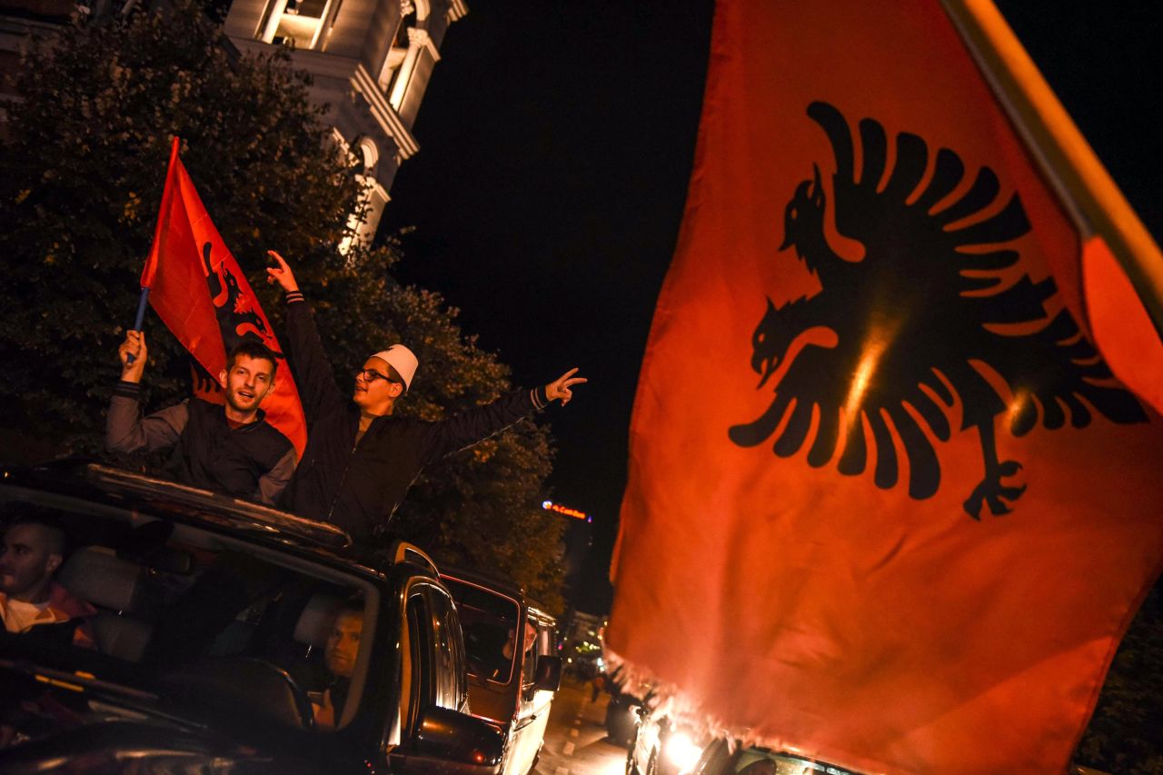 Fans in Pristina, Kosovo, celebrated the victory. Kosovo is home to a number of ethnic Albanians as well as some of the Albanian players.