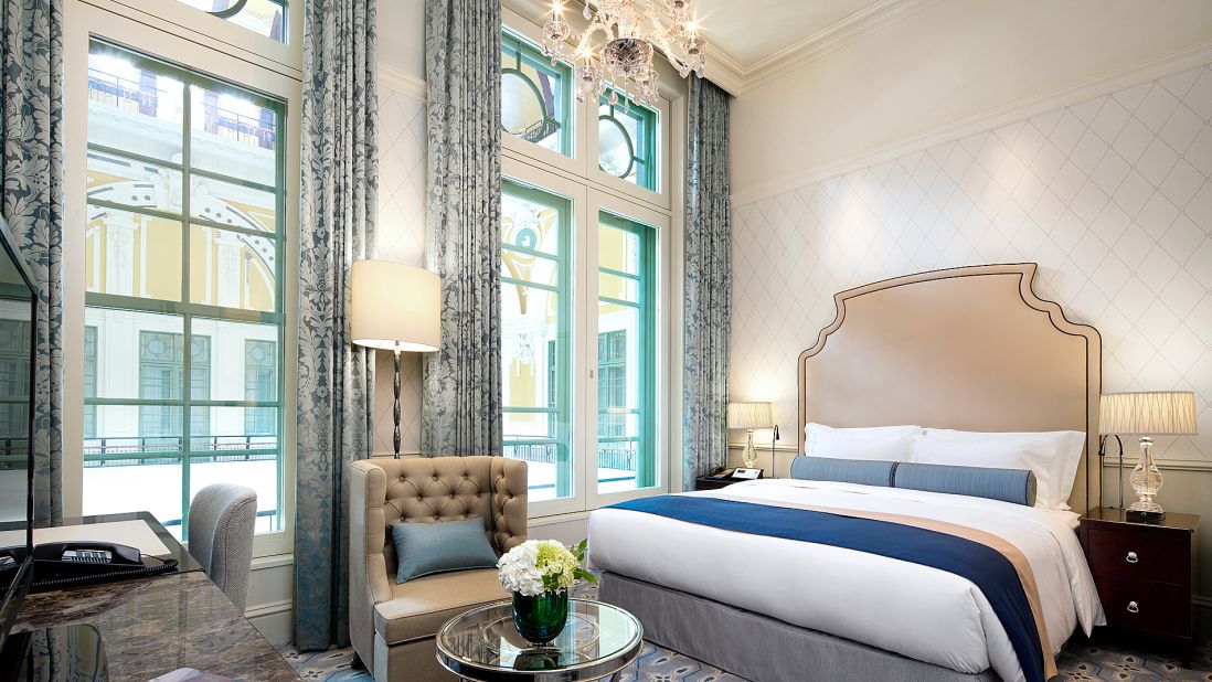 Dome Side Rooms may not be the most luxurious rooms at Tokyo Station Hotel, but they're the most popular. The rooms offer views of the station's signature heavily ornamented European-style domes. 