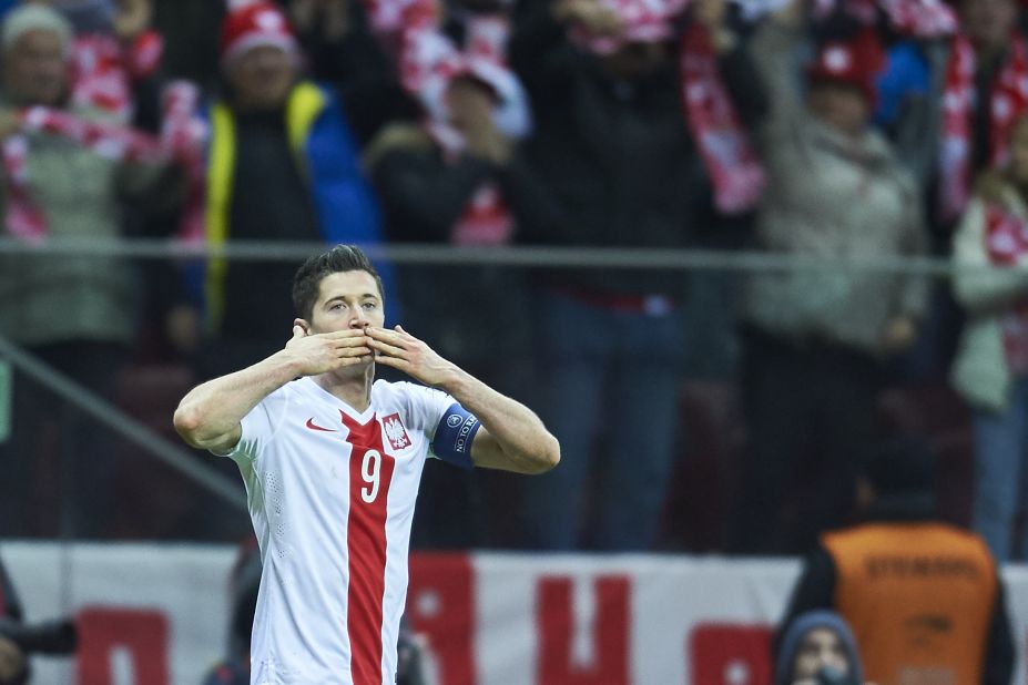An inspired Robert Lewandowski helped Poland book its place at Euro 2016. The forward's record-equaling 13th goal of the campaign secured his country second place in Group D. Poland will be hoping Lewandowski can propel it out of the group stage for the first time in its history. The Bayern Munich striker has smashed 25 goals for club and country this season.