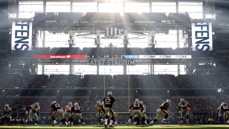 New England quarterback Tom Brady drops back to pass during a game at Dallas on Sunday, October 11.
