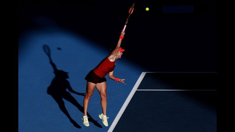 Anastasia Pavlyuchenkova hits a shot during the second round of the China Open on Thursday, October 8.