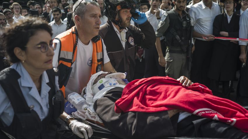 JERUSALEM - OCTOBER 13:  Medics attend the scene of a stabbing attack on October 13, 2015 in Jerusalem. Tensions in the area continue to run high following multiple terror attacks that have occurred in Jerusalem and northern Israel in clashes between Palestinian youths and Israeli security forces.  (Photo by Ilia Yefimovich/Getty Images)