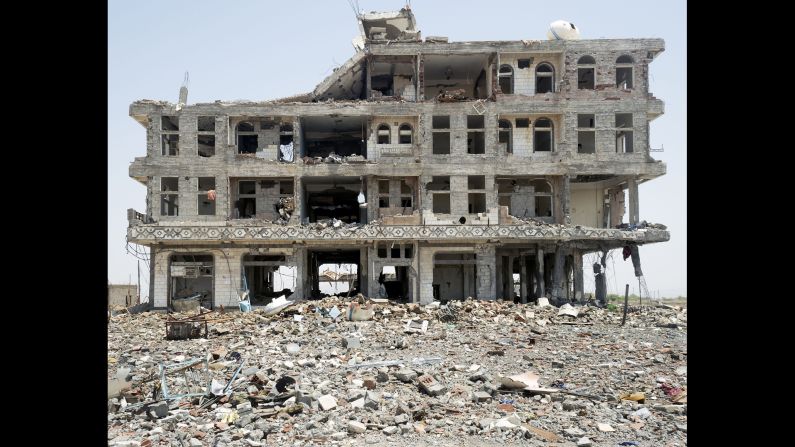This hospital was heavily damaged by an airstrike. According to the United Nations, more than 5,400 people have been killed in the Yemen conflict this year.