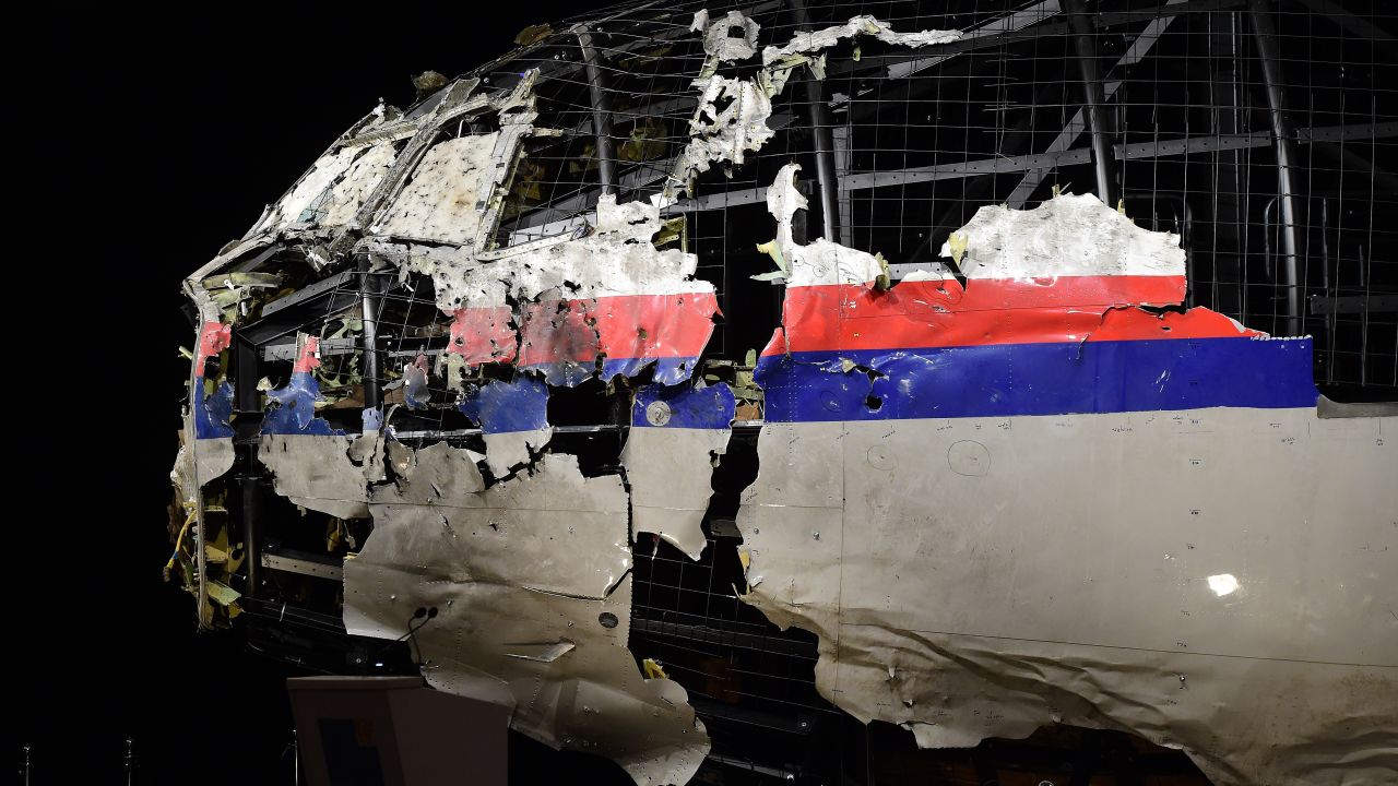 The wrecked cockpit of MH17 during an investigation report on October 13, 2015.