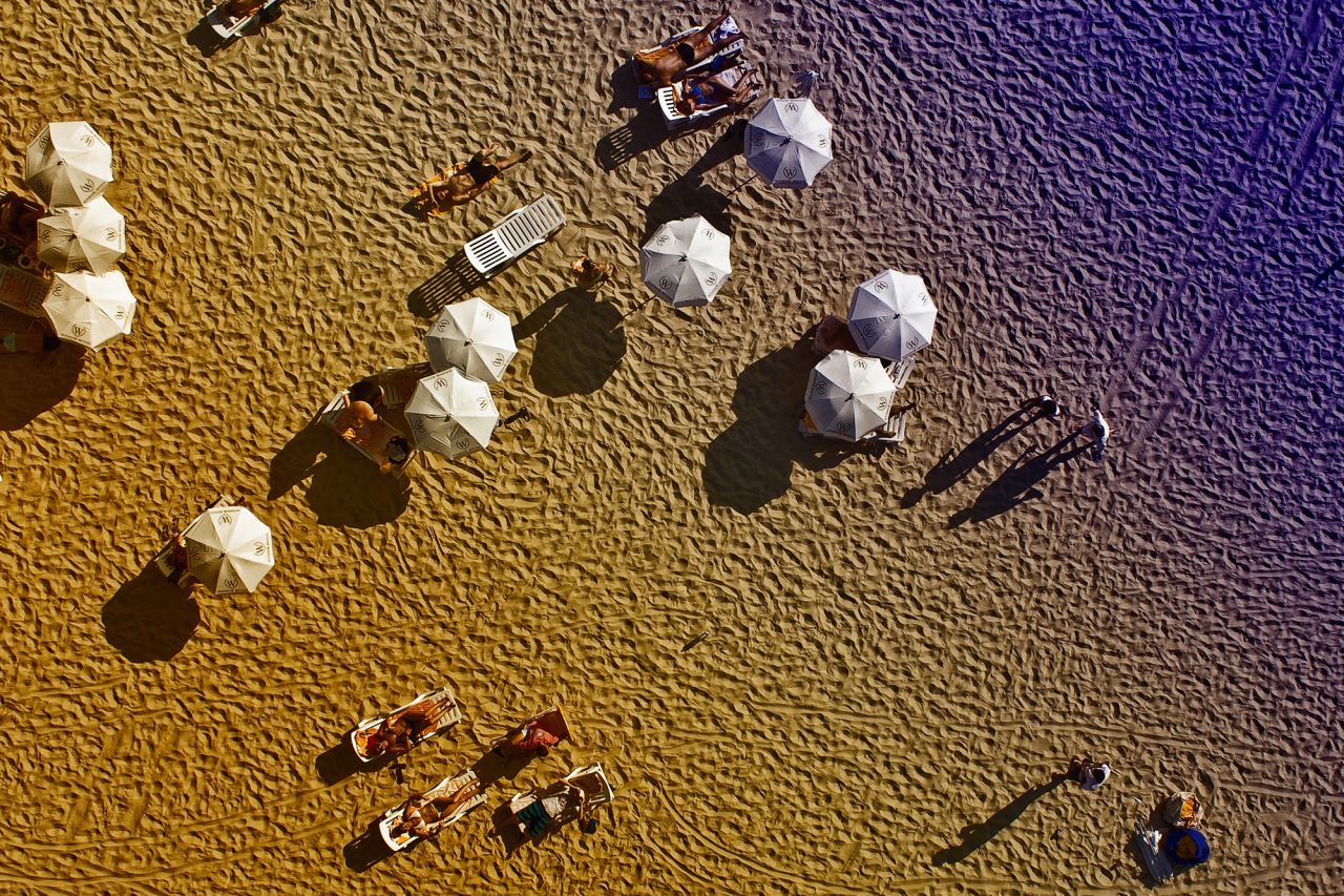From this angle, the sand at Copacabana Beach in Brazil appears strangely wrinkled. 