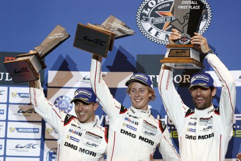 Webber has been back on the top step of the podium three times, winning in Germany, the United States and Japan with his teammates Timo Bernhard (left) and Brendon Hartley (center). Could an elusive world title be in sight?