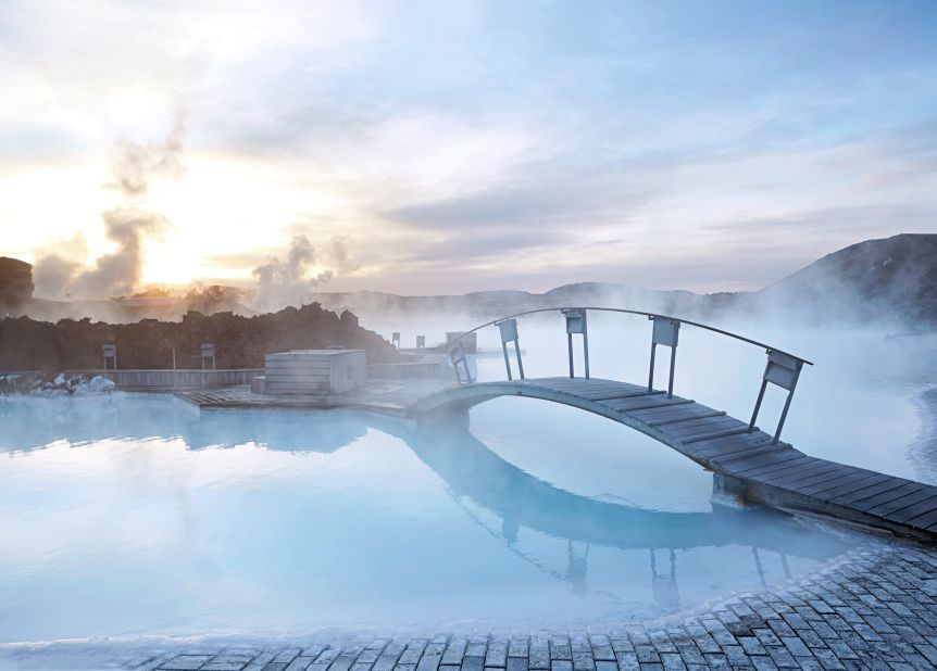 Thousands of people visit the Blue Lagoon in Iceland every year. Its waters are said to have healing properties. 