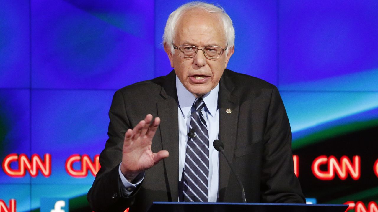 Sen. Bernie Sanders, of Vermont, speaks during the CNN Democratic presidential debate Tuesday, Oct. 13, 2015, in Las Vegas. (AP Photo/John Locher)