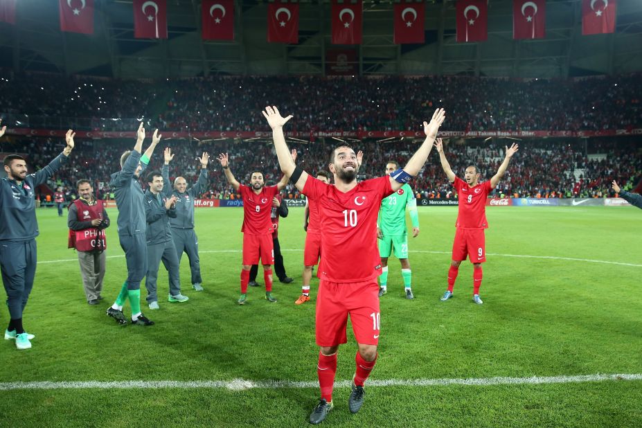 Turkey earned its nickname of "The Comeback Kings" in qualifying for Euro 2016 -- it only had one point after the opening three matches. The Turks reached France thanks to being the best third-placed team after beating Iceland 1-0 in the final round.