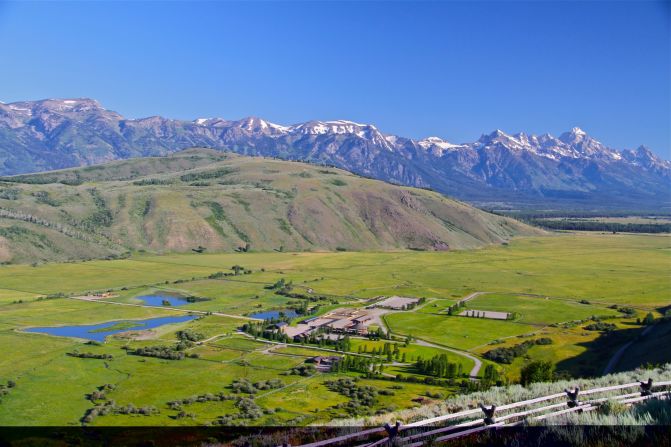 Jackson Land and Cattle comes with 563 acres of land and with views looking out onto the Grand Teton mountain range in the Rocky Mountains. 