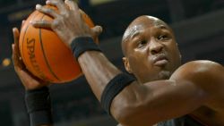 Lamar Odom plays for the Miami Heat against the Washington Wizards in December 2003.