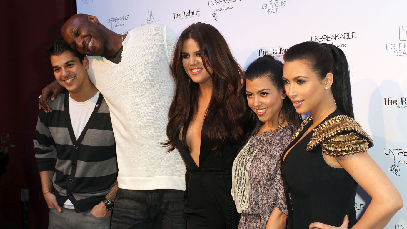 From left, Rob Kardashian, Odom, Khloe Kardashian, Kourtney Kardashian and Kim Kardashian pose for photographers during an event in Los Angeles in April 2011. Odom was married to Khloe, and he was featured in the reality show "Keeping Up With the Kardashians" as well as the couple's own reality show, "Khloe & Lamar," which lasted two seasons.