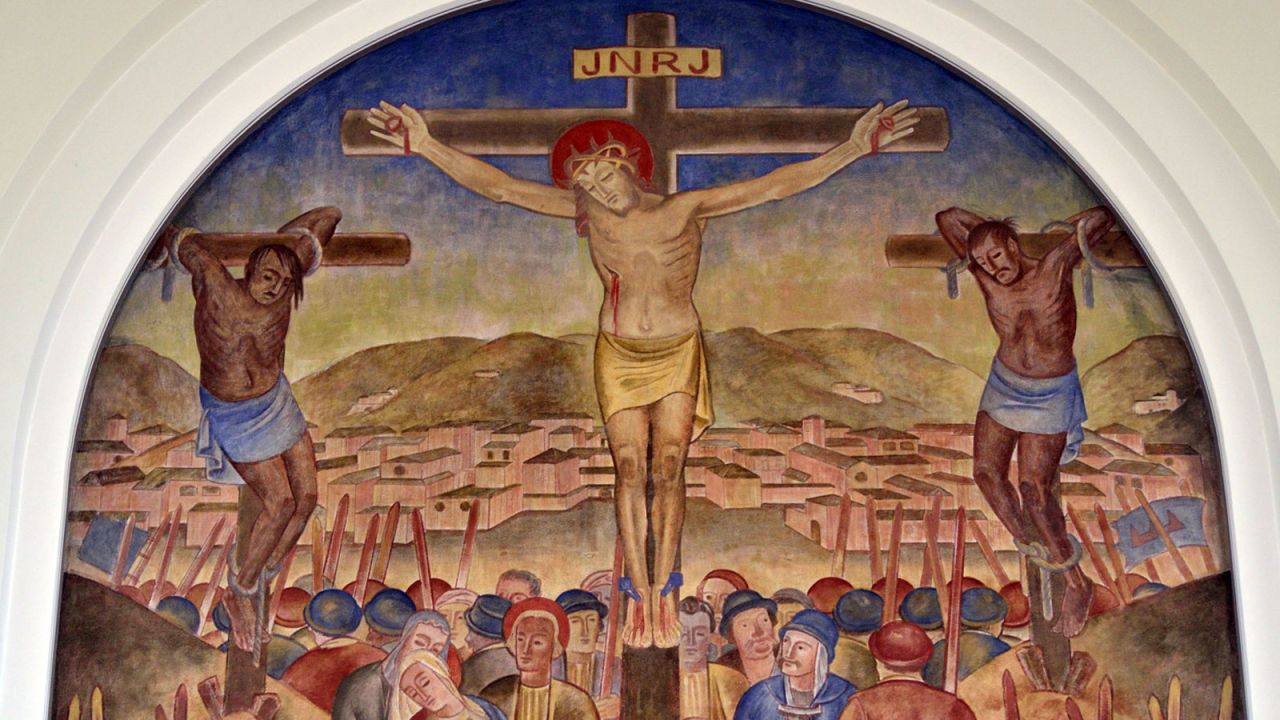 Ludwigskirche features a mural of the Crucifixion. Look closely and one of the thieves crucified alongside Jesus bears a remarkable resemblance to Adolf Hitler. This was possibly an anti-Nazi statement made by the artist who created it. The Weinstrasse was the brainchild of prominent local Nazi Josef Burckel.