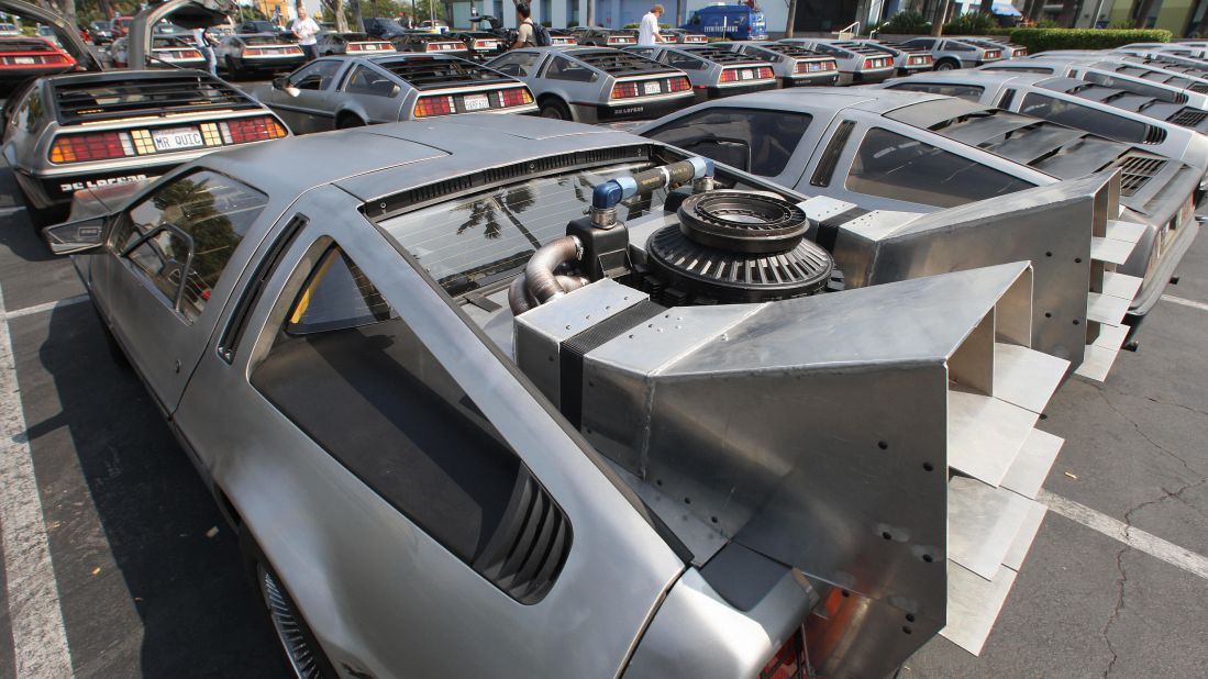 100 DeLorean cars and their owners convene at Universal Studios Hollywood in 2007. Production on the car ceased in 1982. There are an estimated 6,000 DeLoreans left in the world.