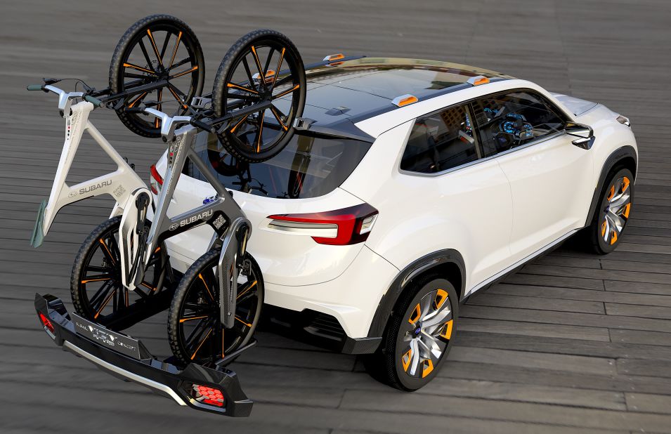 Subaru's Viziv concept is all about "active life" and features a defining exterior feature -- a rear-integrated dual bike rack.