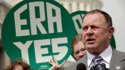 Rep. Richard Hanna (R-NY) (R) and representatives of women's groups hold a rally to mark the 40th anniversary of congressional passage of the Equal Rights Amendment (ERA) outside the U.S. Capitol March 22, 2012 in Washington, D.C.