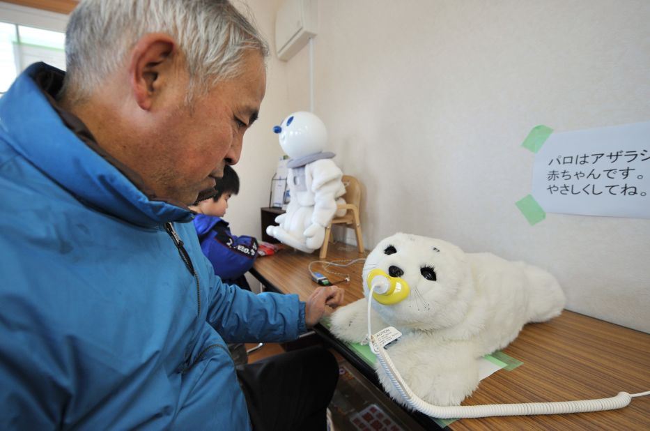The therapeutic robot baby seal called 'Paro' has been used to comfort people affected by disasters in Japan, as well as the elderly and disabled. 