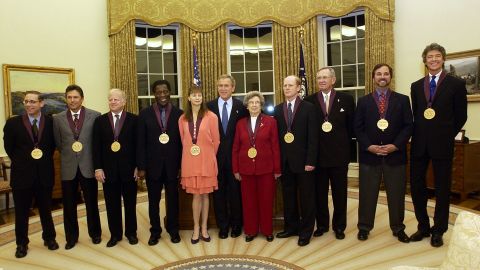 Rafe Esquith, second from right, was among those presented with a National Medal of the Arts by President George W. Bush in 2003.