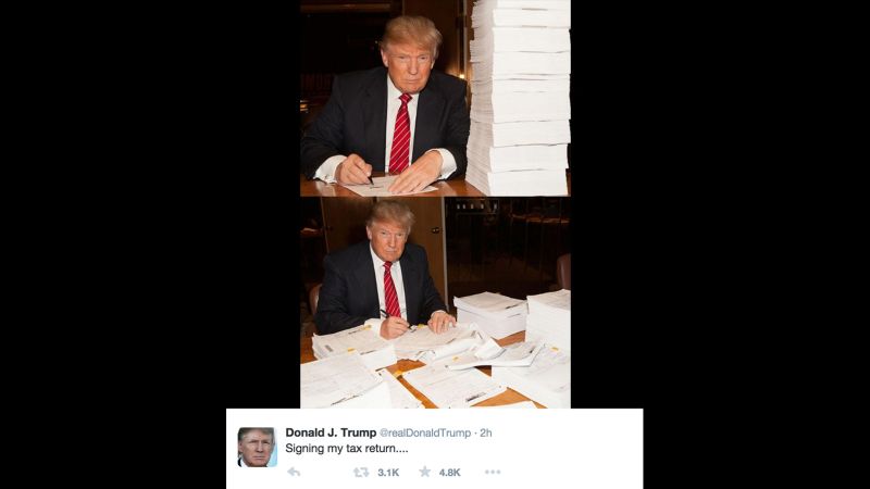 Donald Trump tweets photo of tax returns | CNN Politics