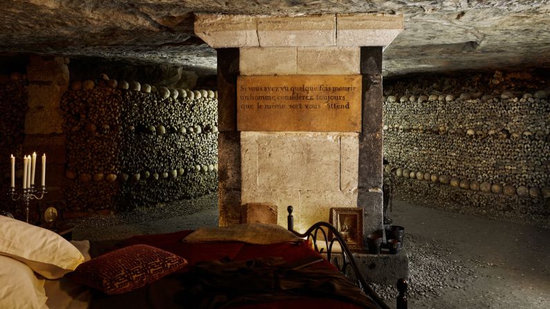 The Catacombs are decorated with macabre inscriptions. This one translates as, "If you've ever seen a man die, consider that the same fate awaits you."